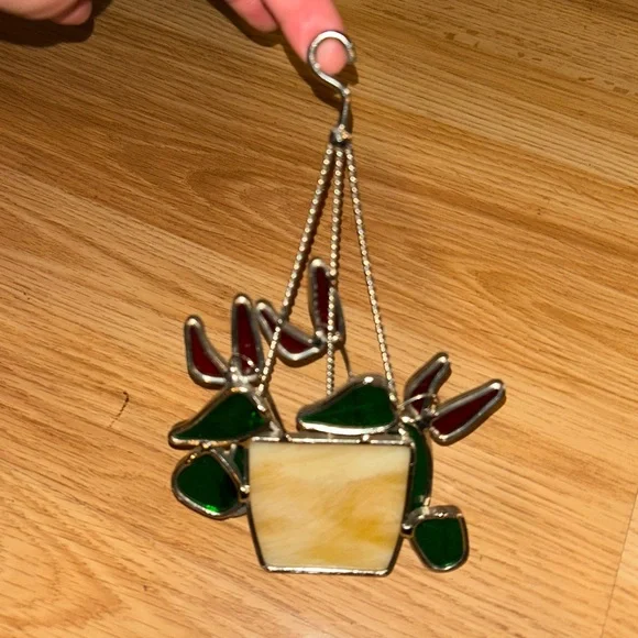 Tiffany Stained Glass Suncatcher Hanging Houseplant 6Pc Collectible Decor Bundle - Picture 2 of 8
